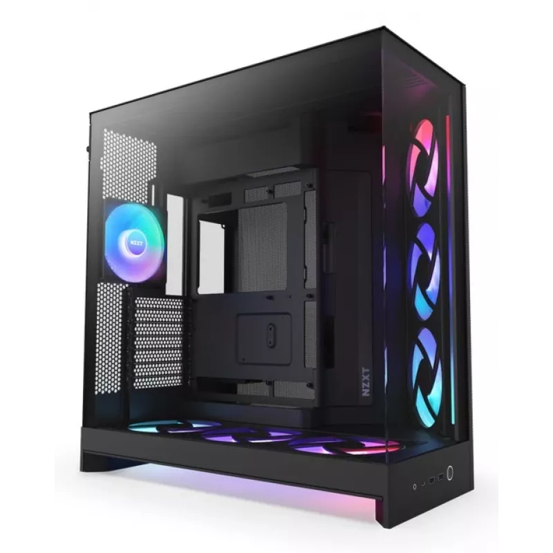 NZXT kompiuterio korpusas H9 Flow RGB+ Midi tower juodas