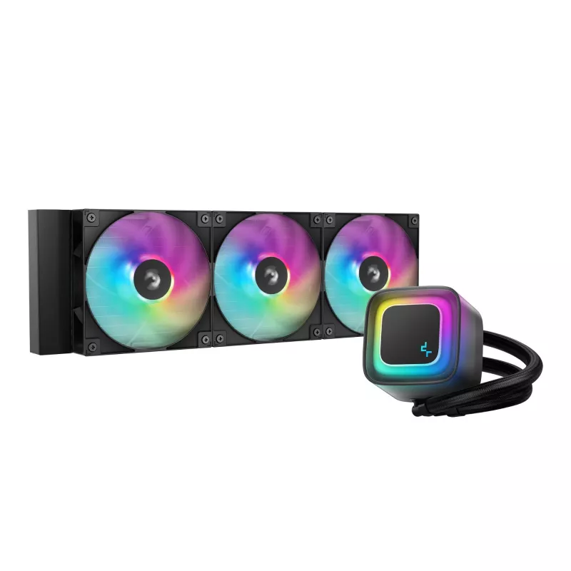 Vieningas skystinis aušintuvas DeepCool LE360 V2 su 3x 120 mm ventiliatoriais, hidrodinaminiu guoliu, juodas, palaiko LGA1150/1151/1155/1200/1700/AM4/AM5