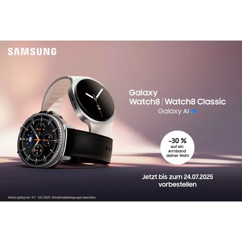Išmanusis laikrodis Samsung Galaxy Watch 8 44 mm sidabrinis, 1,5 colio AMOLED 480x480, 5 ATM, GPS, 32 GB, 435 mAh