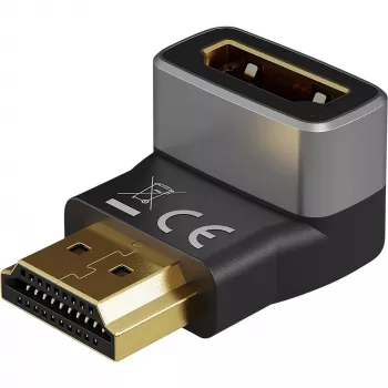 Goobay 72011 HDMI™ kampinis adapteris 270° vertikalus, 8K @ 60 Hz, paauksuotas, juoda, sidabrinė | Goobay