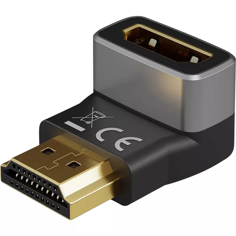 Goobay 72011 HDMI™ kampinis adapteris 270° vertikalus, 8K @ 60 Hz, paauksuotas, juoda, sidabrinė | Goobay