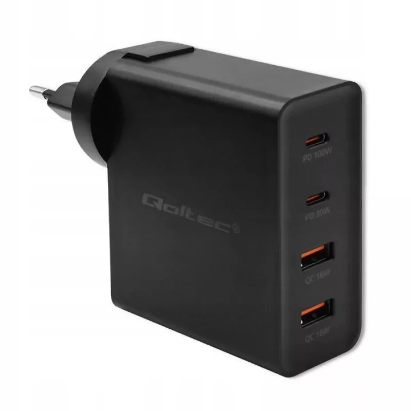 Qoltec GaN POWER PRO Charger | 2xUSB-C | 2xUSB | 130W | 5-20V | 1.5-5A | XP | Juoda