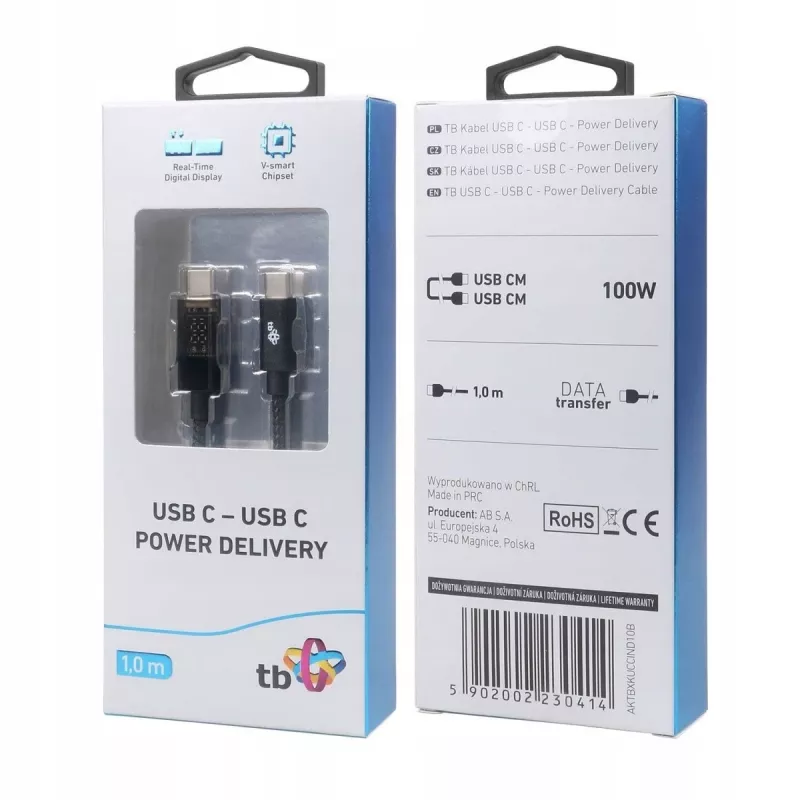 USB-C laidas TB AKTBXKUCCIND10B 1 m 100W su LED įkrovimo indikatoriumi