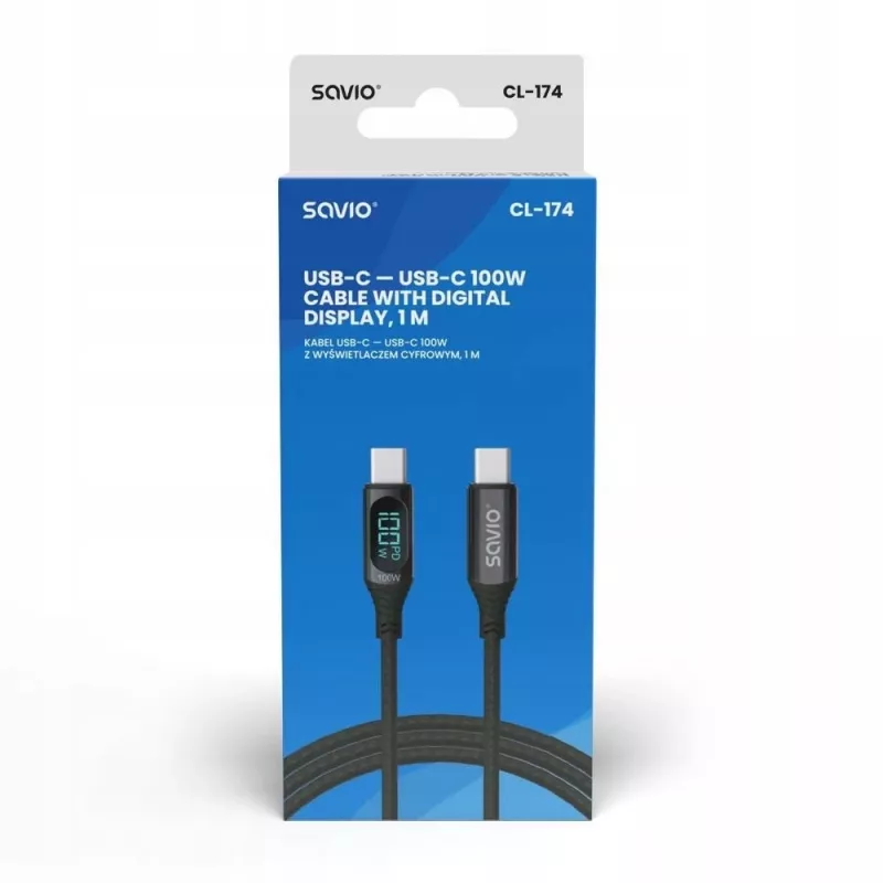 „Savio“ USB-C – USB-C laidas CL-174 1 m juodas USB 3.2 Gen 1