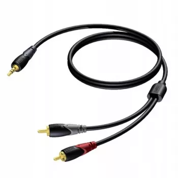 3,5 mm lizdo kištukas, stereofoninis, į 2x RCA/Cinch kištuką, garso kabelis Procab 1KPCL049 5 m