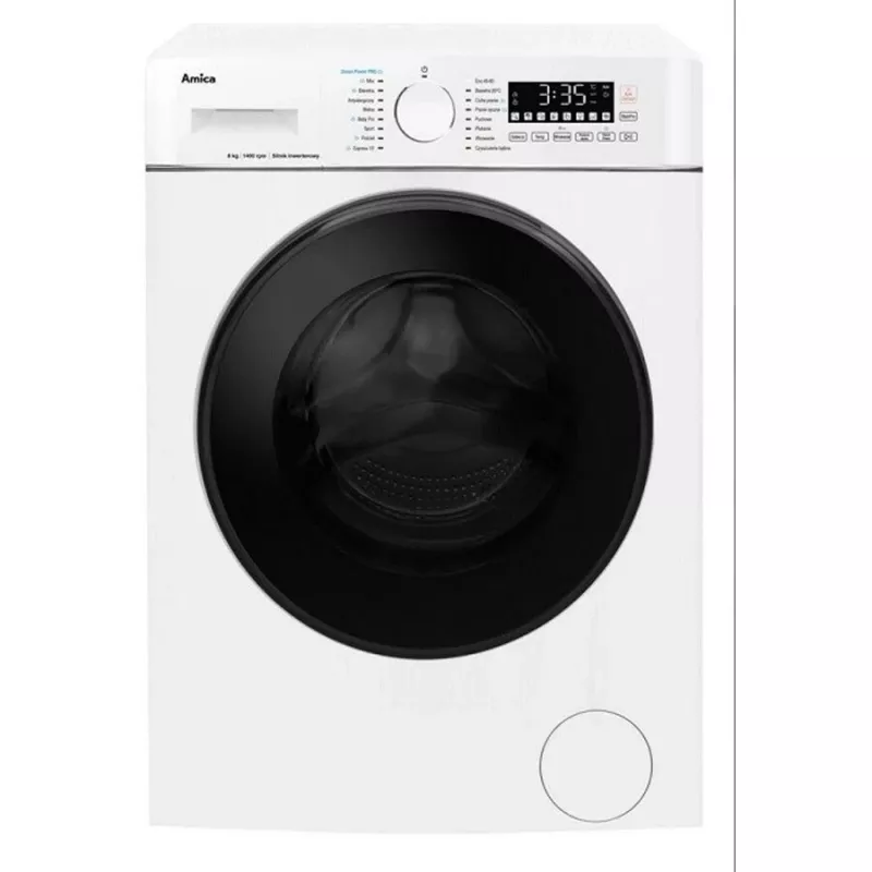 Skalbimo mašina Amica 8 kg talpos, A energijos klasė, 1400 aps./min., 16 programų, balta