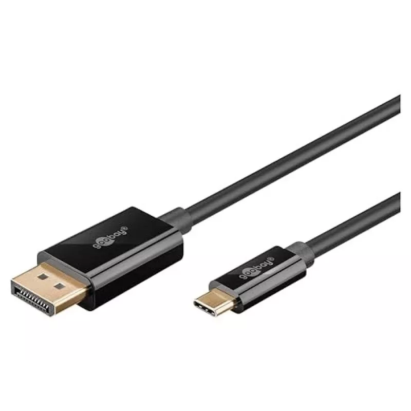 Goobay USB-C į DisplayPort kabelis - paauksuotos jungtys, Ultra HD raiška iki 4k @ 60Hz, C tipo Thunderbolt 3/4 į DP adapteris, suderinamas su