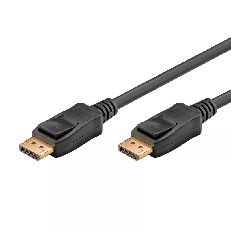 Essential kabelis DisplayPort kištukas > DisplayPort kištukas, 8K / 120Hz (juoda, 2 metrai, 40 Gbit/s, DisplayPort 2.0 / 2.1)
