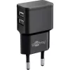 Wentronic goobay Dvigubas USB įkroviklis - Maitinimo šaltinis - 12 W - 2,4 A - 2 išvesties prievadai (USB) - Juodas (44951)
