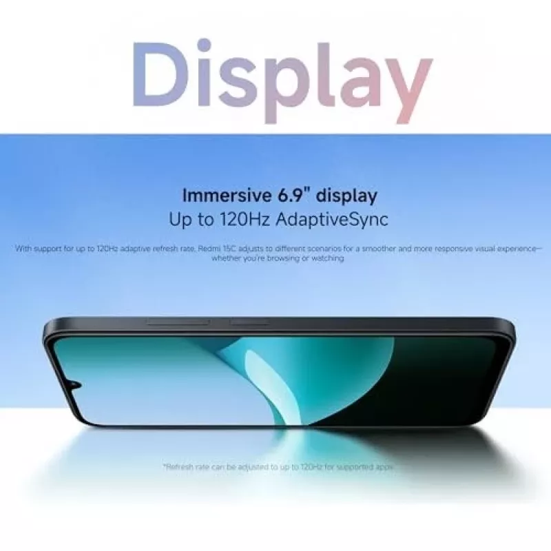 Išmanusis telefonas Xiaomi Redmi 15C 6,9 colio 4 GB RAM 128 GB atminties mėlynas, Helio G81-Ultra, 6000 mAh, IP64
