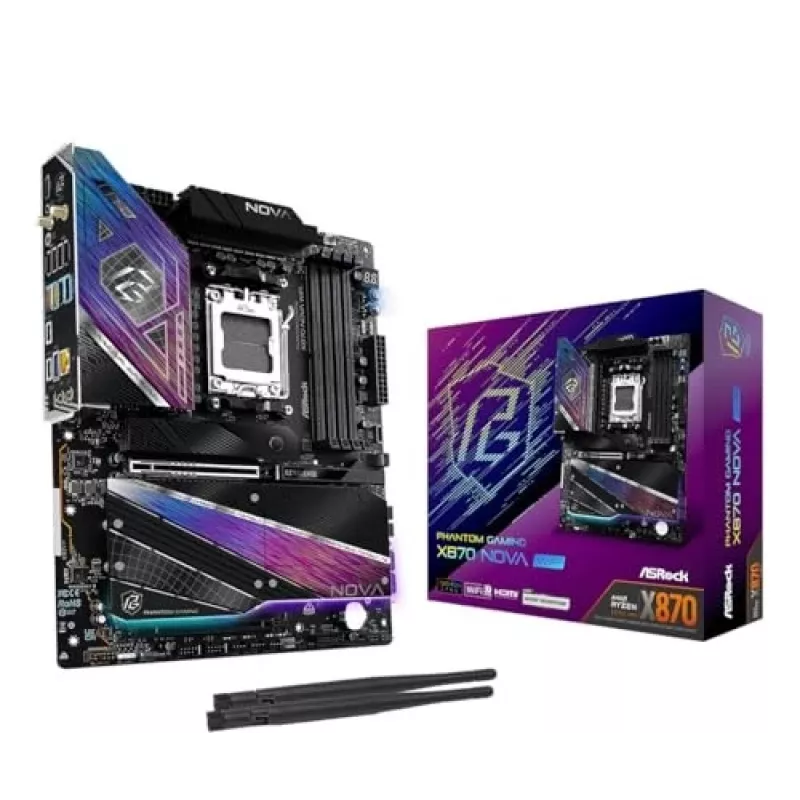 Motininė plokštė ASRock X870 NOVA WIFI — AMD X870, Socket AM5, ATX, 4× DIMM DDR5, 256GB, Wi‑Fi 6E, 2.5GbE