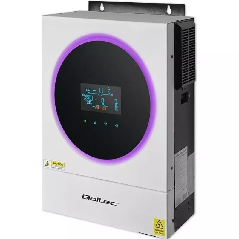 Qoltec, įtampos keitiklis, hibridinis saulės inverteris Off-Grid 4kVA 4kW 120A MPPT LCD Wi-Fi BMS Sinus
