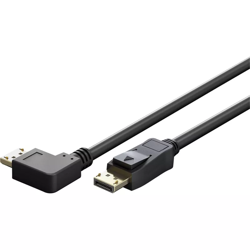 kabelis DisplayPort Plug 90° > DisplayPort Plug, 8K / 144Hz (juodas, 2 Meter, 1 Plug 90° side-angled, 54 Gbit/s, DisplayPort 2.0 / 2.1)