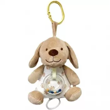 Muzikinė dėžutė TULILO 9387 smėlio spalvos šuniukas 18 cm pliušinis muzikinis žaislas