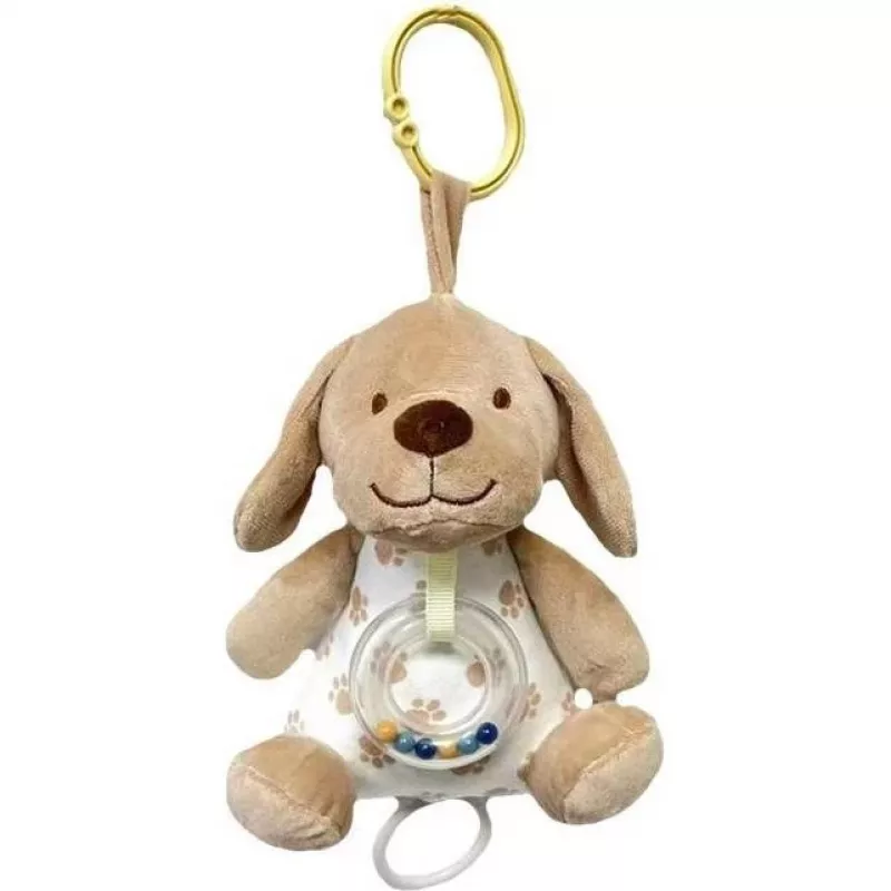 Muzikinė dėžutė TULILO 9387 smėlio spalvos šuniukas 18 cm pliušinis muzikinis žaislas
