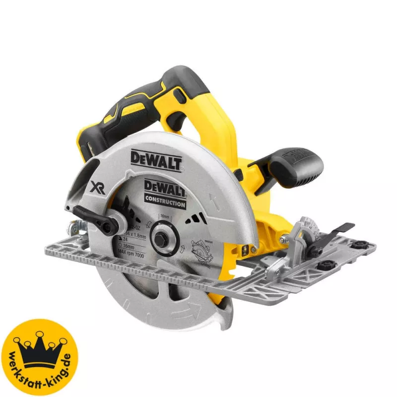 Akumuliatorinis diskinis pjūklas DeWALT DCS572NT — 18 V ličio jonų, bešepetėlis, 184 mm diskas, 58 mm pjūvio gylis (90°), 57° nuožulnumas