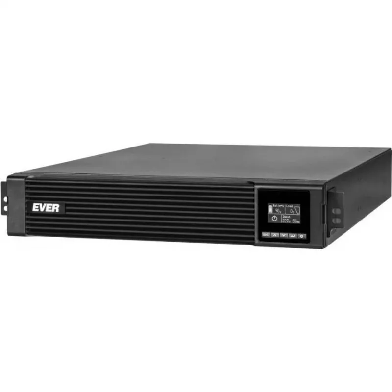 Tinklinis UPS EVER Powerline RT PRO 3kVA 3kW stovas/bokštas, dvigubo keitimo, 1-f, 200–240 V išvestis, 9× C13 lizdai, LCD, VRLA akumuliatoriai