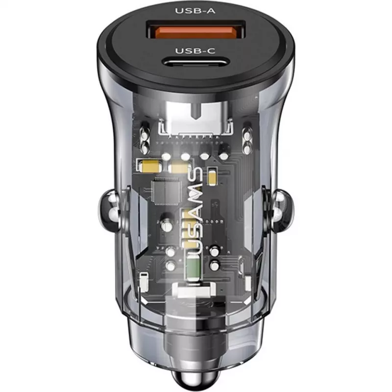 Automobilinis pakrovėjas usams CC164CC01 30W su 1×USB-A ir 1×USB-C greitam įkrovimui