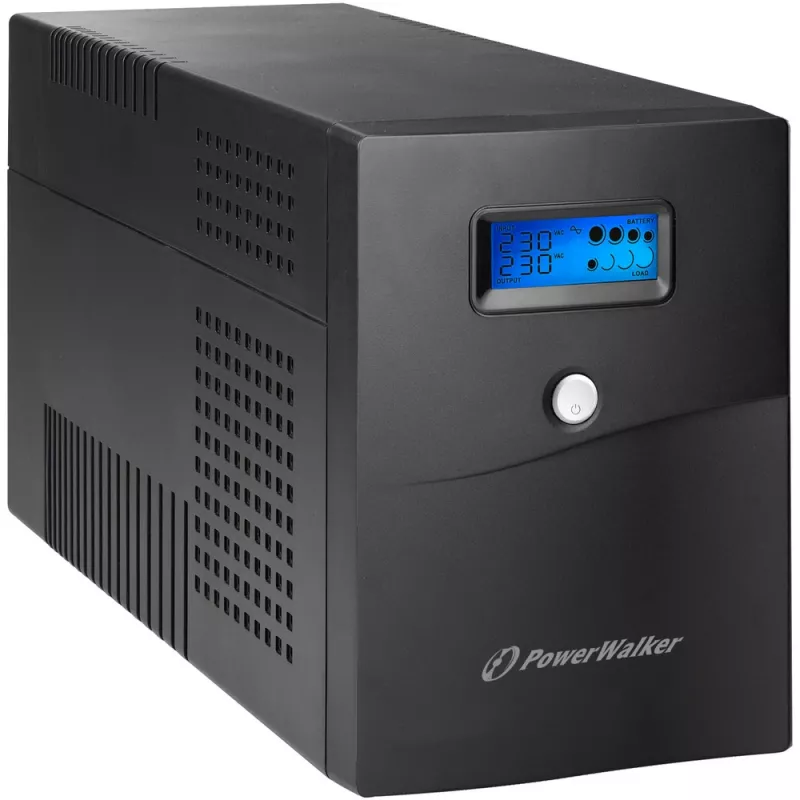 Nepertraukiamo maitinimo šaltinis PowerWalker VI 3000 SCL — linijinis-interaktyvus UPS 3 kVA / 1800 W, 230 V, 9 Ah baterija, LCD, bokštas, juoda