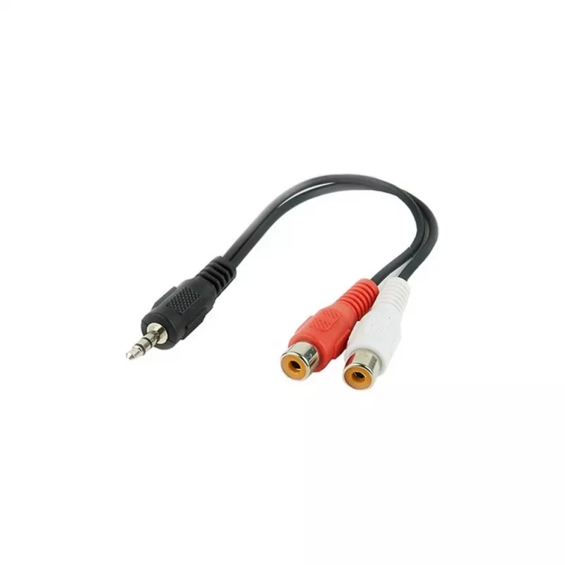 Audio jungtis (3,5 mm) į 2 RCA kabelis GEMBIRD CCA-406 20 cm juodas
