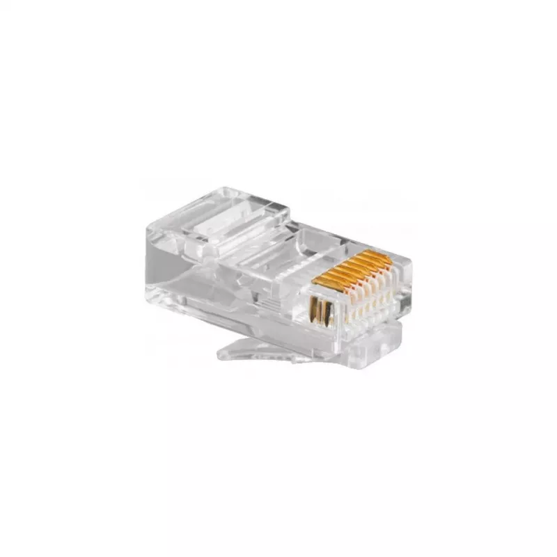 RJ45 kištukas GEMBIRD PLUG3UP6/100, Cat5, tiesus kištukas, permatomas, auksuoti kontaktai, pakuotėje 100 vnt.