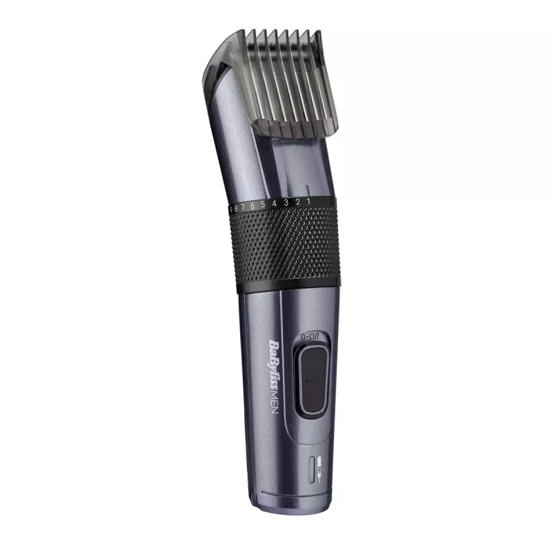 Plaukų kirpimo mašinėlė BABYLISS E976E — belaidė įkraunama, 26 ilgio pakopų, 0,5 mm–25 mm, 40 mm peiliai, titano / nerūdijančio plieno peiliai, 60 min veikimo laikas