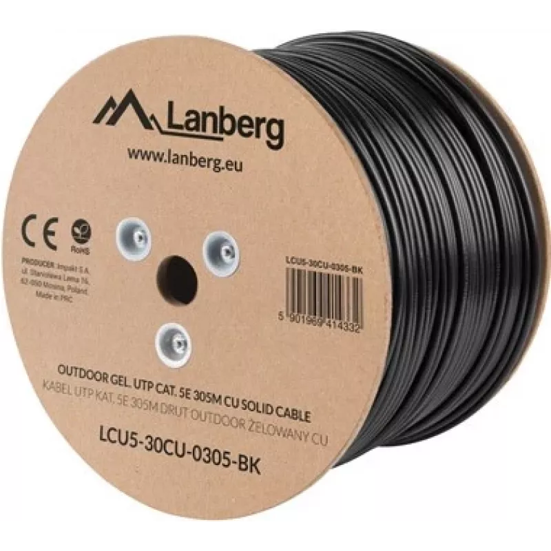 Lanberg LCU5-30CU-0305-BK tinklo kabelis 305 m Cat5e U/UTP (UTP) juodas (LCU5-30CU-0305-BK)