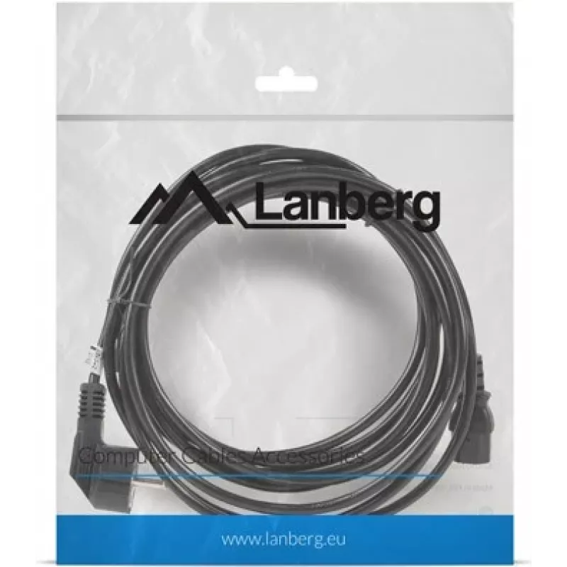 Maitinimo laidas LANBERG CA-C13C-11CC-0050-BK — 5 m, C13 jungtis į CEE7/7, kampuota C13