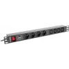 Maitinimo skirstytuvas LANBERG PDU-04E04I-0200-IEC-BK — 1U, 4 Type E lizdai, 2 m laidas, 10 A, 220–250 V
