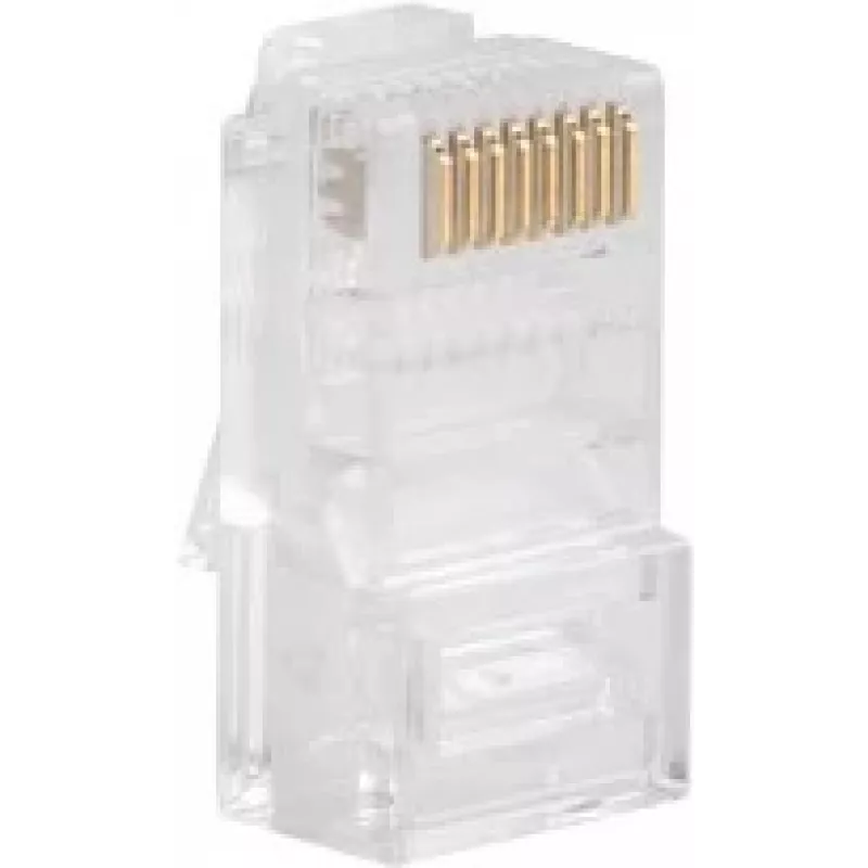 LANBERG RJ-45 kabelio jungtis PLU-5000, U/UTP (UTP) ekranavimas, permatoma balta, pakuotė po 100 vnt.
