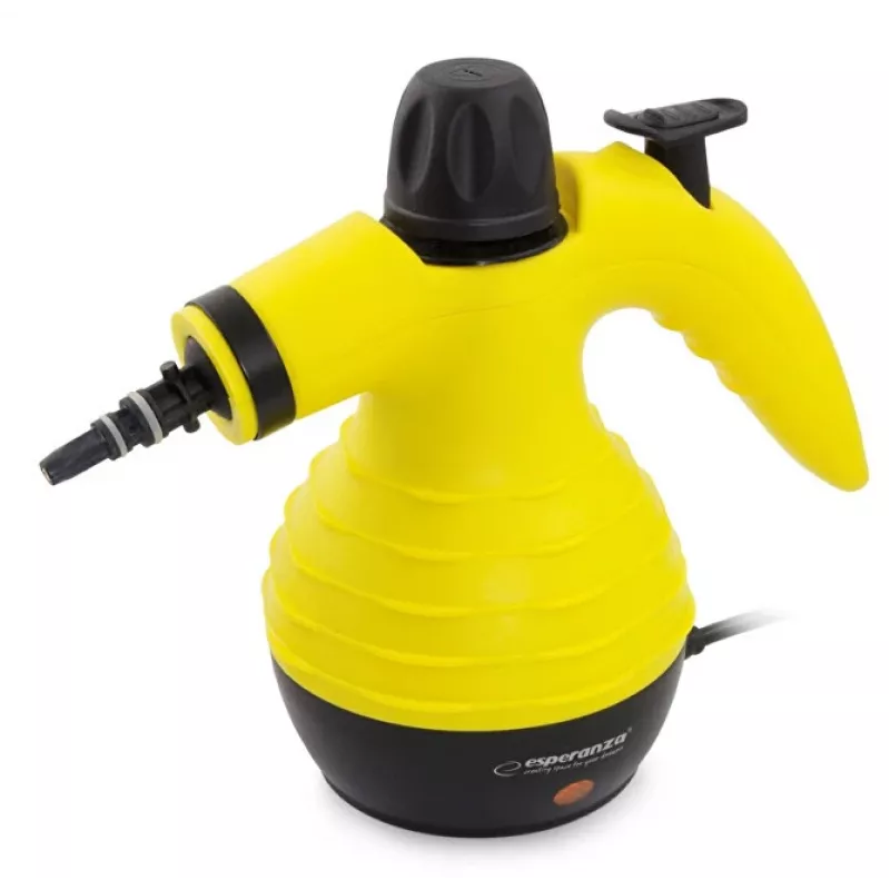 Nešiojamasis garo valytuvas ESPERANZA EHS001 — 0,35 l, 900 W, 3 bar, 115 °C, 40 g/min, su antgaliais grindims, minkštiems baldams ir šepečiu