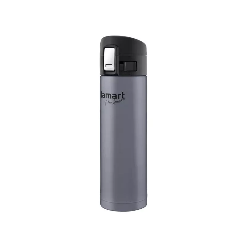 Termo puodelis LAMART LT4044 0,42 l nerūdijantis plienas dviguba sienelė vakuuminis, mygtukinis dangtelis, Ø 6,4 cm