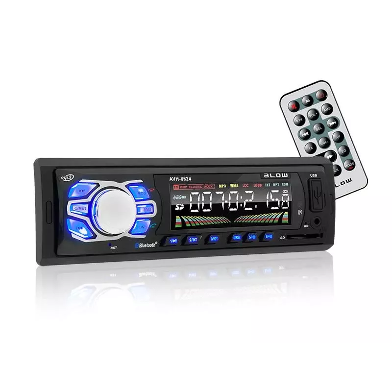 Automagnetola BLOW AVH-8624 — FM RDS, 45 W RMS, „Bluetooth“, USB, „MicroSD“, AUX, LCD ekranas, nuotolinio valdymo pultelis, juoda
