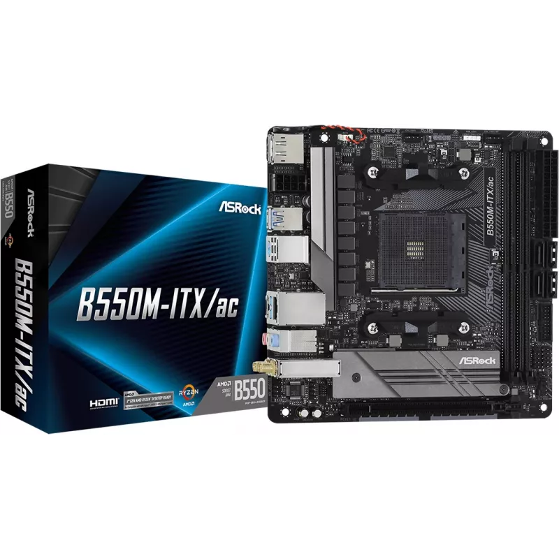 Motininė plokštė ASRock B550M-ITX/ac AMD B550 lizdas AM4 mini ITX
