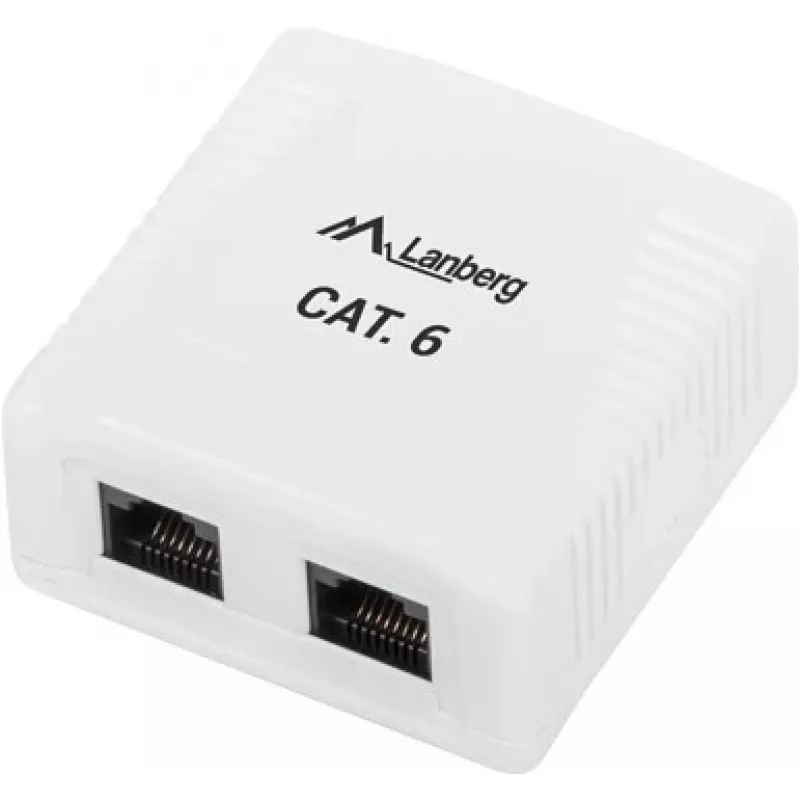 LANBERG Outlet Box RJ-45 Cat6 OU6-0002-W baltas, 2 lizdai, 30×54×57 mm