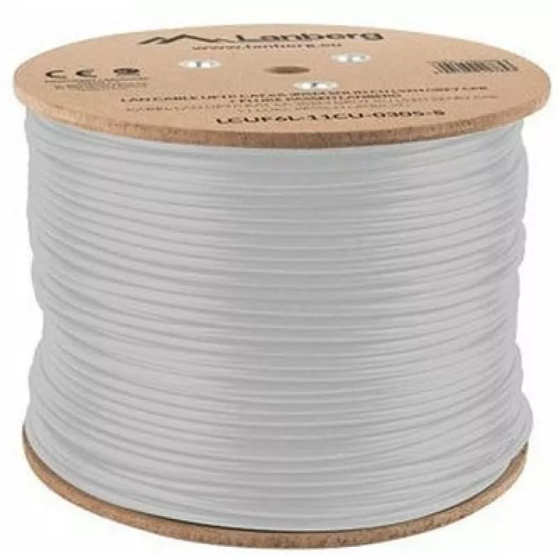 Tinklo kabelis LANBERG LCUF6L-11CU-0305-S U/FTP Cat6a ant ritės, 305 m, 23 AWG, 500 MHz, pilkas