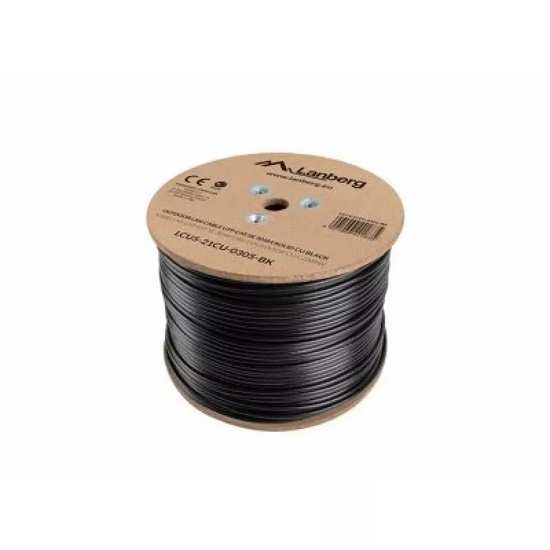 Tinklo kabelis LANBERG Cat5e U/UTP LCU5-21CU-0305-BK, 305 m, 24 AWG, PVC apvalkalas, juodas