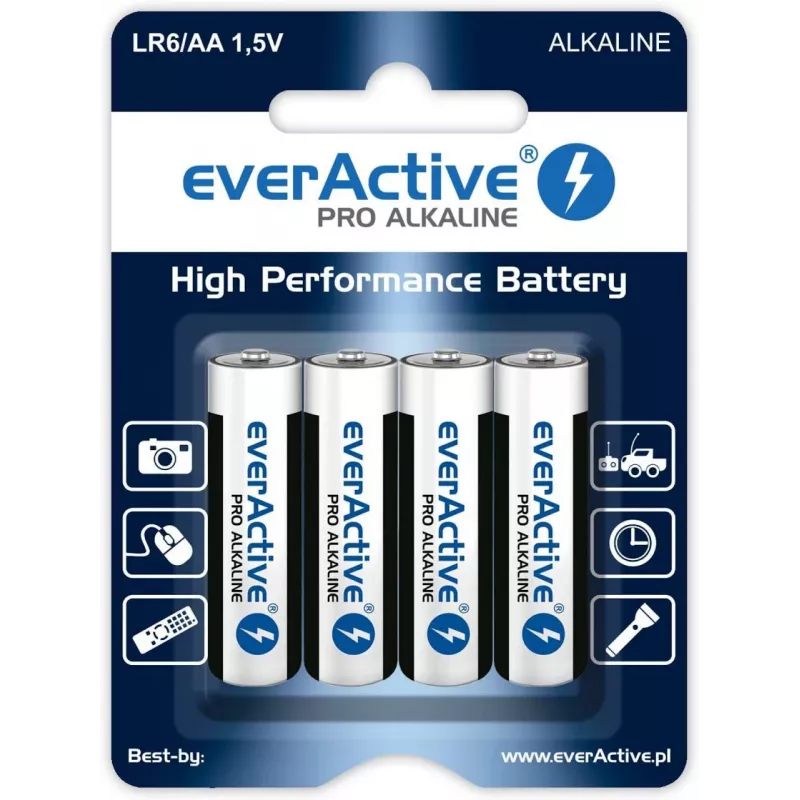 everActive vienkartinė šarminė baterija AA 1.5 V LR64BLPA pakuotėje 4 vnt.
