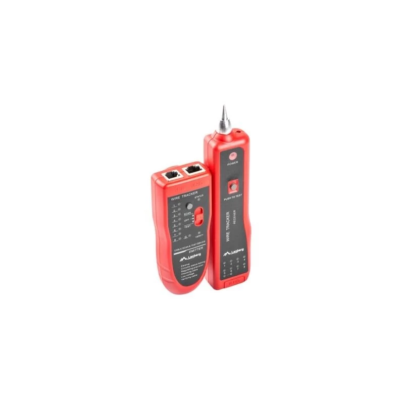 LANBERG tinklo kabelių testeris NT-0501 — RJ-11/RJ-12/RJ-45 palaikymas, maksimalus ilgis 250 m, įmontuota baterija, LED indikatoriai, juodas