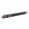 Lanberg PDU-08I-0200-C20-BK maitinimo skirstymo įrenginys (PDU) 1U juodas 8 kintamosios srovės išėjimai (PDU-08I-0200-C20-BK)