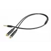 Garso adapteris Gembird CCA-417M 2×3.5mm kištukas į 3.5mm lizdą, 0.2 m, juodas