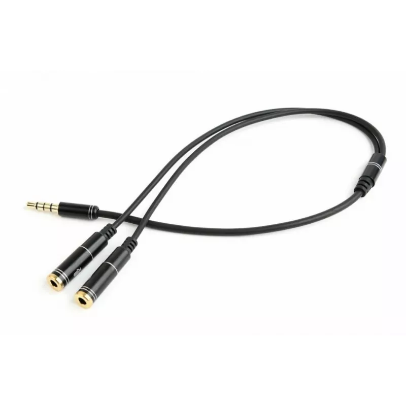 Garso adapteris Gembird CCA-417M 2×3.5mm kištukas į 3.5mm lizdą, 0.2 m, juodas