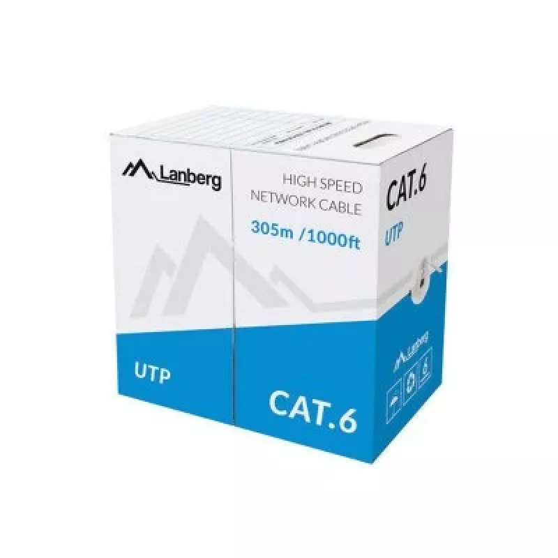 LANBERG tinklo kabelis Cat6 U/UTP LCU6-11CU-0305-S, 305 m, 23 AWG, pilkas, HDPE apvalkalas