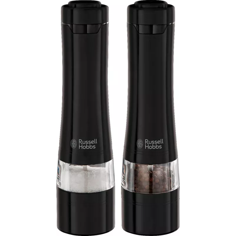 Russell Hobbs 28010-56 Electric Salt Mill Set (High Quality, Automatic, Adjustable Grinding, Light on Base, Juoda Metal Design) Pepper Mill