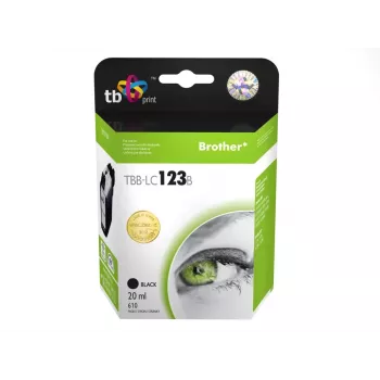 Rašalo kasetė, suderinama su Brother LC123BK, 100% nauja