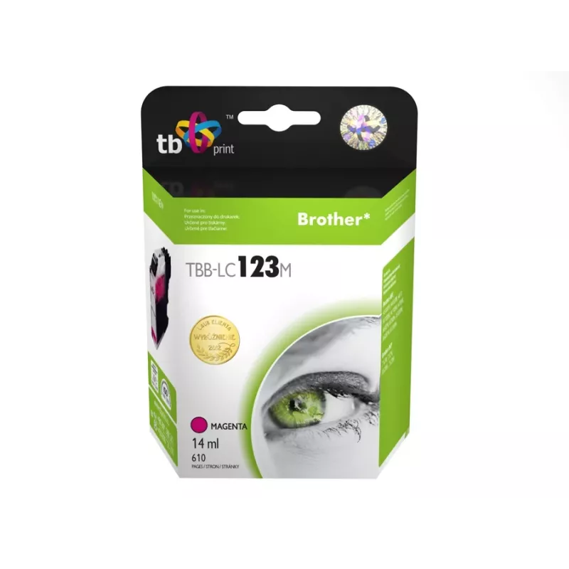 Rašalo kasetė, suderinama su Brother LC123M, 100 % nauja