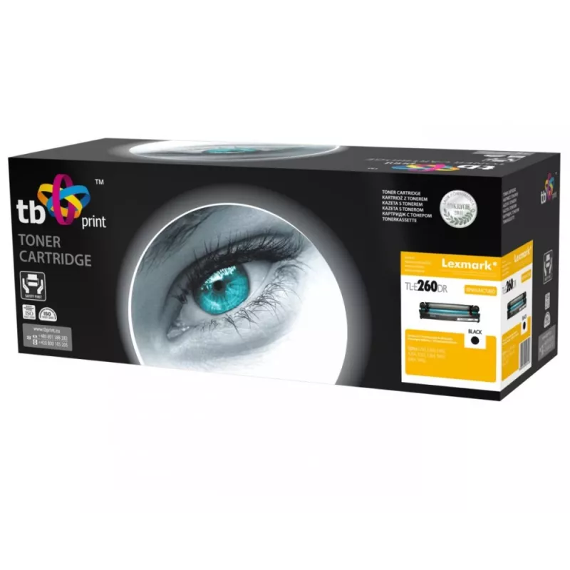 Juodas TB Print dažų kasetė, atnaujinta, skirta Lexmark E260, 3000 puslapių