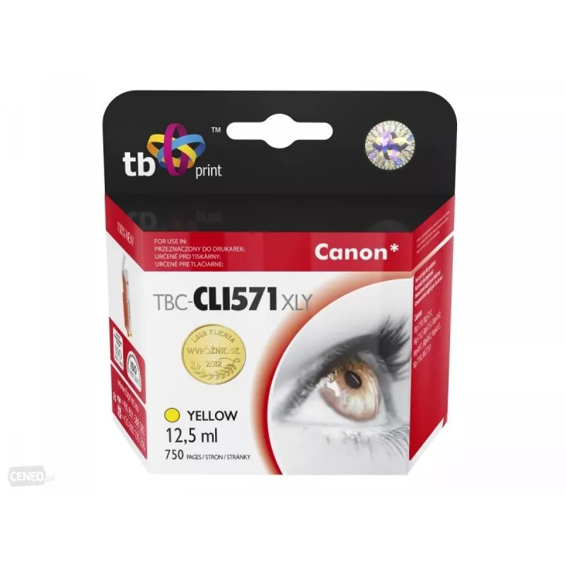 Rašalo kasetė TB Kompat. S Canon CLI-571XL YE Geltona