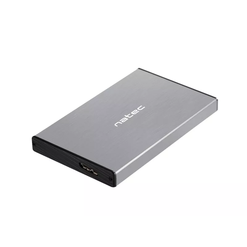 Išorinio HDD/SSD korpusas NATEC Rhino GO — 2,5 colio SATA, 9,5 mm, USB 3.0, aliuminis, pilkas, iki 4 TB