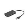 USB šakotuvas NATEC Moth 4 prievadų USB 3.2 Gen 1 Type-A (5000 Mbit/s), maitinamas per USB, juodas, 0,15 m laidas